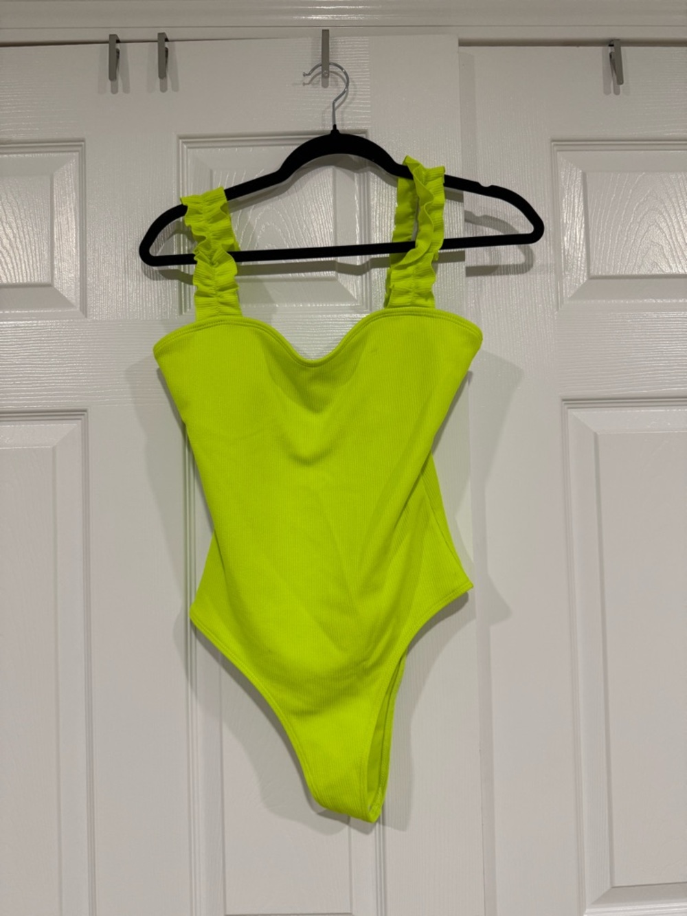 Neon Lime Ruffled Strap bodysuit